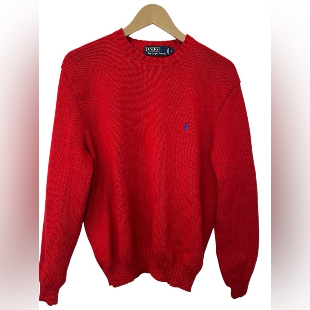 Polo Ralph Lauren Red Cotton Knit Sweater Men's Size L | GUC